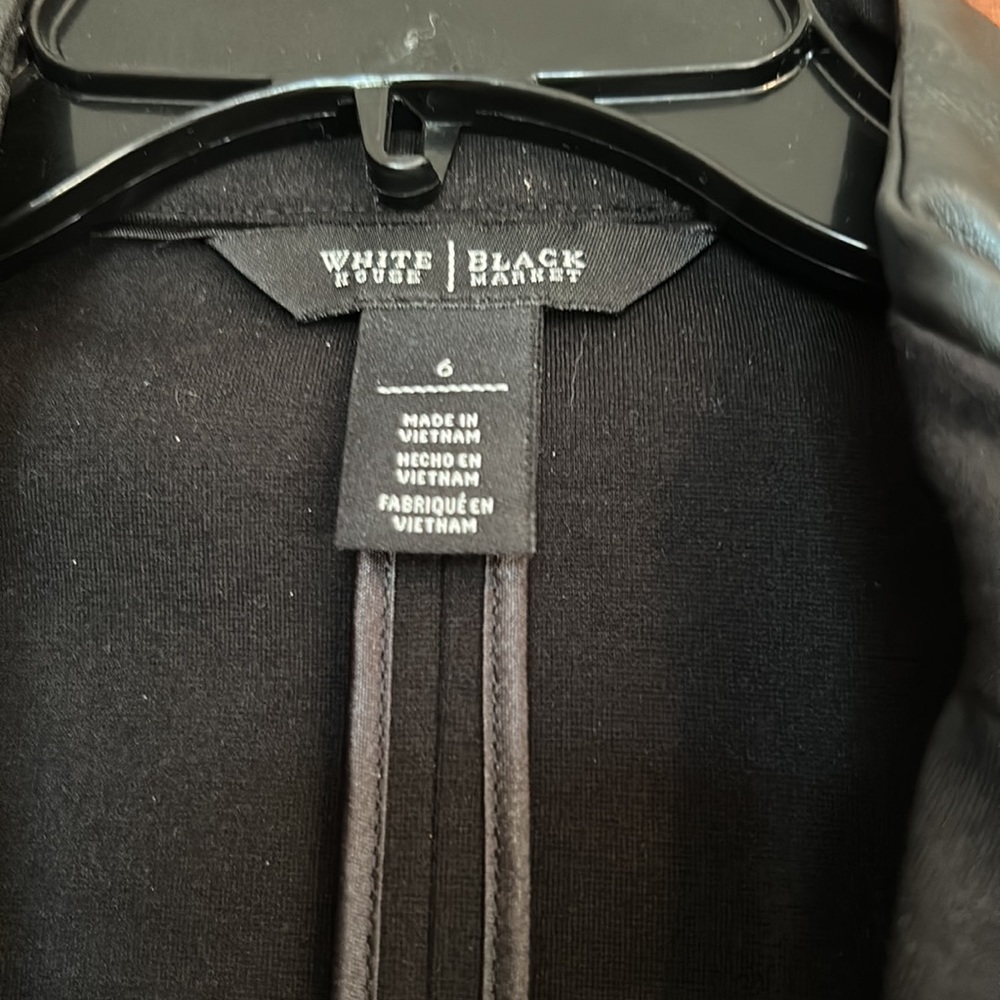 White House Black Market women’s black blazer with faux leather details - Picture 3 of 8